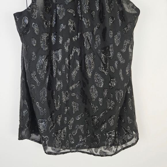 AQUA Black Leopard Print Halter Top Women’s XL Holiday Date Blouse Evening Party - Picture 6 of 10